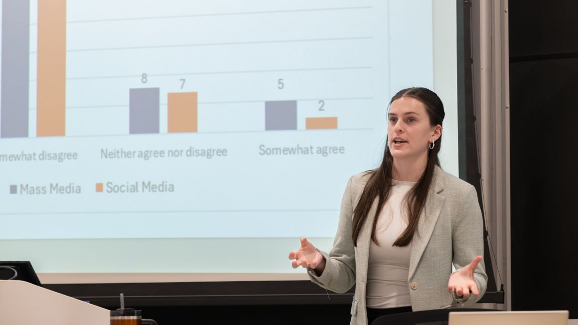 Julia Tricarico delivers her Honors thesis