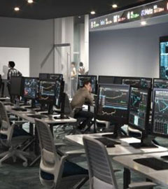     An artists rendering of the Financial Markets Center inside the Business Entrepreneurship Leadership Center at Bryant University
